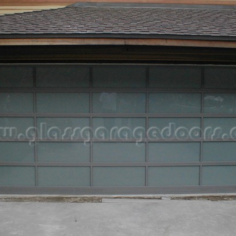 Gray powder coated frame bp - Glass Garage Door on a residence on Roscomore Road, Los Angeles, California