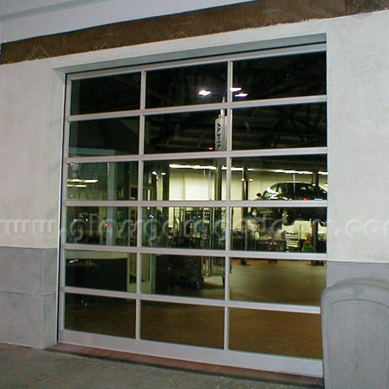 bp Glass Garage Door installation at Van Nuys car dealership providing enhanced visibility and modern design