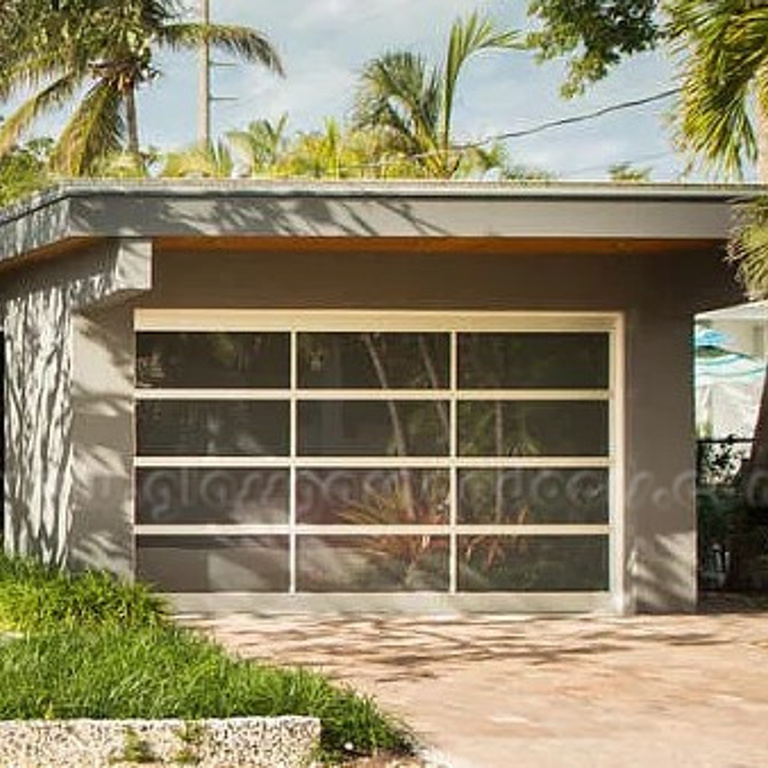 Hurricane rated wth Insulated frame Glass Garage Door in Key West residential garage.