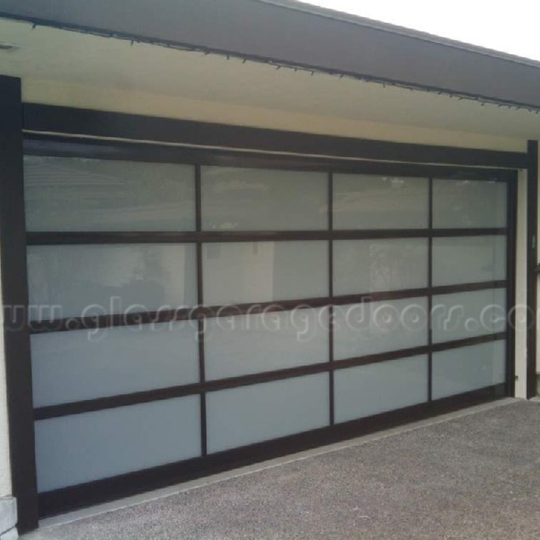 bp Glass Garage Door in Corona del Mar home adding curb appeal and natural light to modern garage